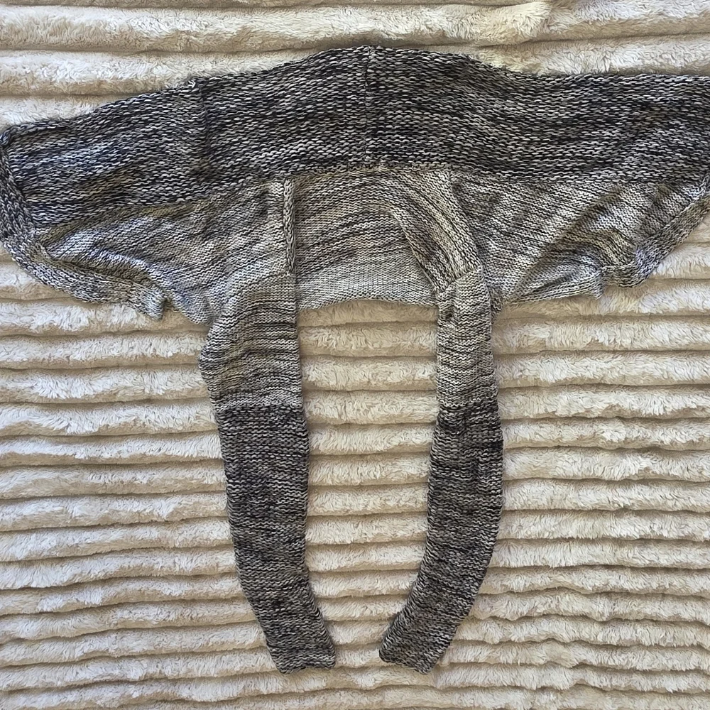 Made In italy Cozy Marled Gray Cropped Shawl-Collar Women’s Sweater- 100% Cotton - Picture 6 of 6